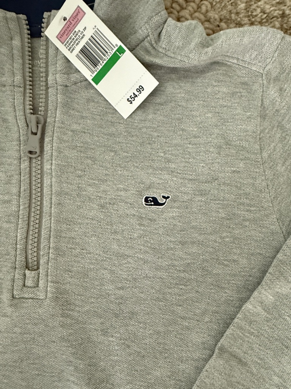 Vineyard Vines Light Gray Kids Quarter-Zip Pullover - Picture 3 of 4